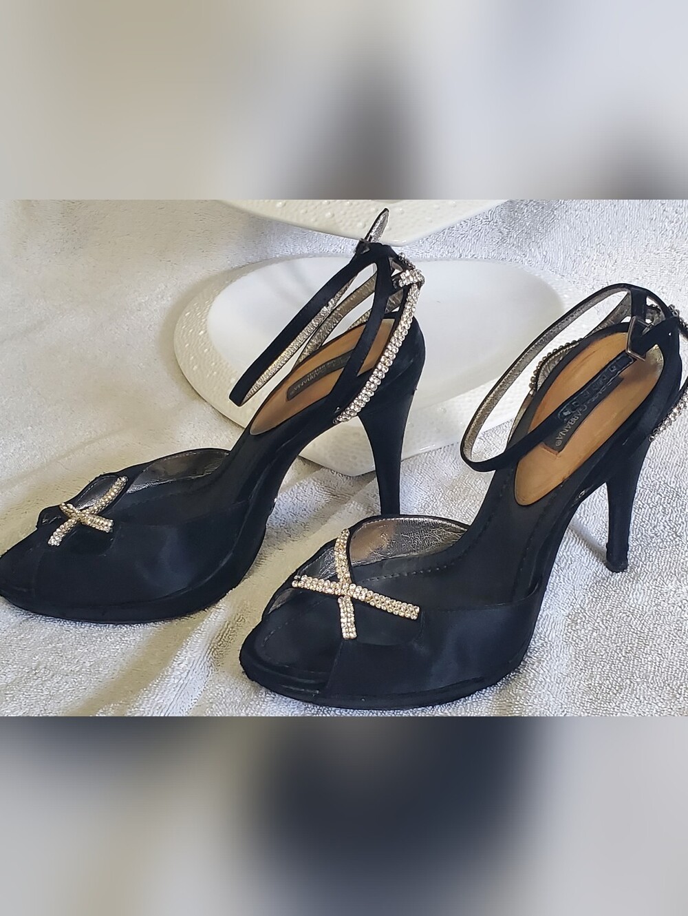 Dolce & Gabbana Black Rhinestone Strappy High Heel Sandals